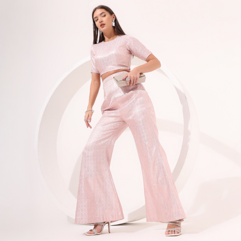 Blush Pink Brocade Co-Ord Set
