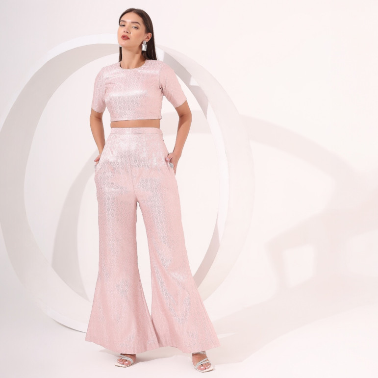 Blush Pink Brocade Co-Ord Set